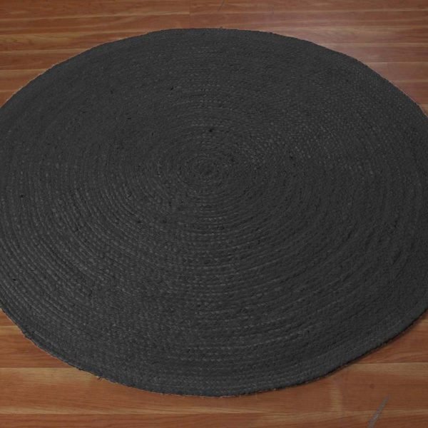 Handcrafted Circular Geometric Jute Area Rug - Image 4