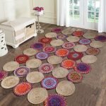 Hand Braided Modern Scalloped Cotton and Jute Multicolor Rug