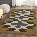 Hand Woven Wool Jute Kilim Yellow Area Rug