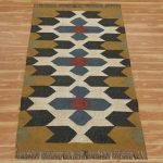 Hand Woven Wool Jute Kilim Yellow Area Rug