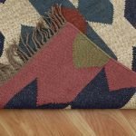 Wool Jute Geometric Handwoven Pink Blue Rug