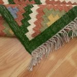 Wool and Jute Kilim Green Runner Area Rug