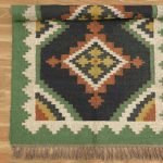 Green Handwoven Traditional Wool Jute Rug