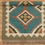 Indian Hand Woven Turquoise Wool jute Kilim Area Rug