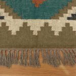 Indian Hand Woven Turquoise Wool jute Kilim Area Rug