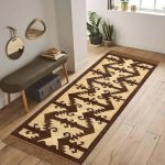 Handwoven Wool Jute Brown Kilim Runner Outdoor Area Rug