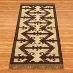 Handwoven Wool Jute Brown Kilim Runner Outdoor Area Rug