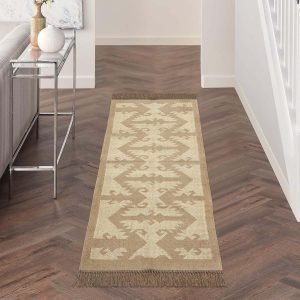 Home Decor Brown Wool Jute Kilim Runner Office Area Rug