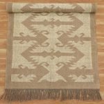 Home Decor Brown Wool Jute Kilim Runner Office Area Rug