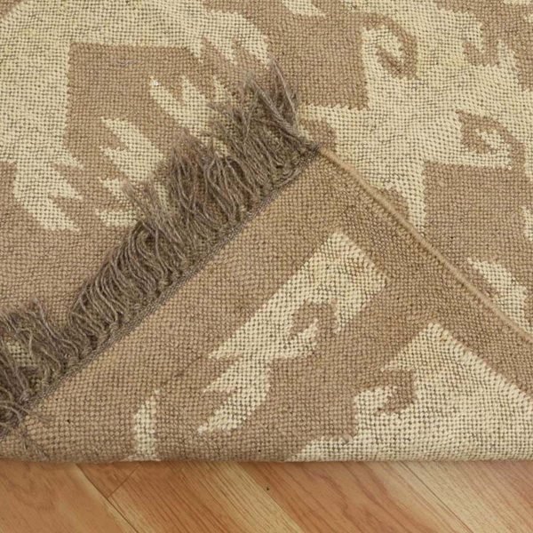 Home Decor Brown Wool Jute Kilim Runner Office Area Rug - Image 5