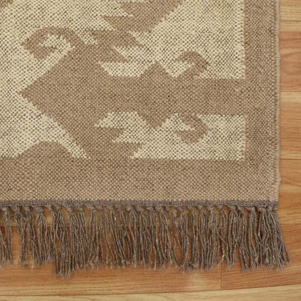 Home Decor Brown Wool Jute Kilim Runner Office Area Rug - Image 6