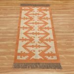 Hand Woven Kilim Jute Runner Orange Rug