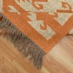 Hand Woven Kilim Jute Runner Orange Rug