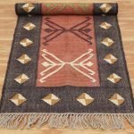 Indian Hand Woven Jute Kilim Runner Brown Kitchen Rug