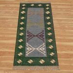 Indian Hand Woven Jute Kilim Runner Green Rug