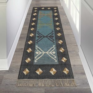 Hand Woven Wool Jute Grey Runner Rug