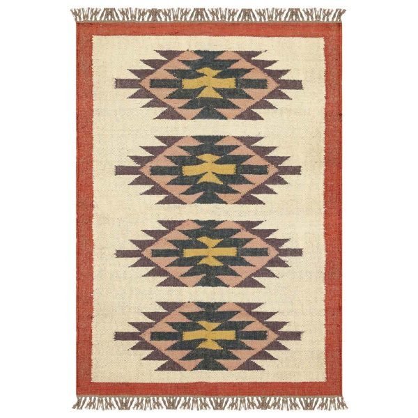 Indian Hand Woven Wool Jute Beige Traditional Area Rug