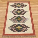 Indian Hand Woven Wool Jute Beige Traditional Area Rug