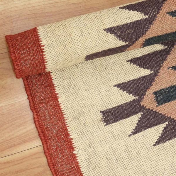 Indian Hand Woven Wool Jute Beige Traditional Area Rug - Image 6