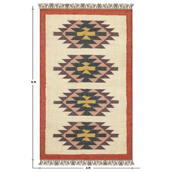 Indian Hand Woven Wool Jute Beige Traditional Area Rug - Image 8