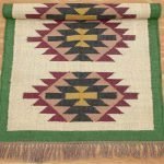 Green Bordered Hand Woven Wool Jute Area Rug