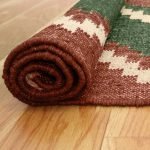 Geometric Wool Jute Kilim Handwoven Green Rug