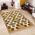 Hand Woven Wool Jute Kilim Geometric Area Rug