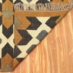 Hand Woven Wool Jute Kilim Geometric Area Rug