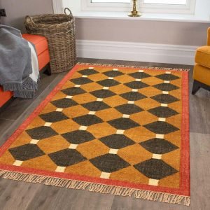 Jute Wool Kilim Yellow Handwoven Area Rug