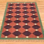 Red Geometric Wool Jute Hand woven Area Rug