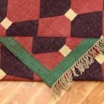 Red Geometric Wool Jute Hand woven Area Rug