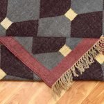 Indian Hand Woven Gray Wool Jute Kilim Area Rug