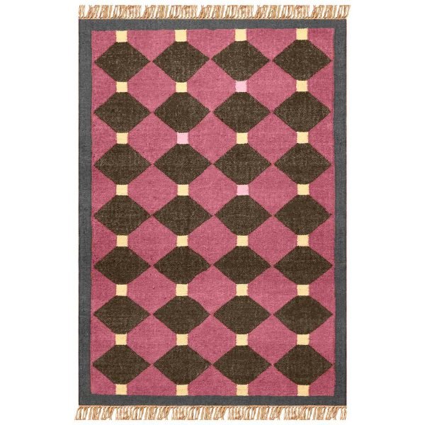 Handwoven Pink Jute Wool Kilim Southwestern Area Rug