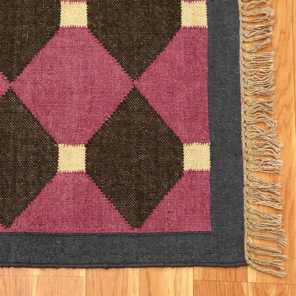 Handwoven Pink Jute Wool Kilim Southwestern Area Rug - Image 6