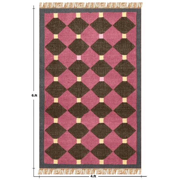 Handwoven Pink Jute Wool Kilim Southwestern Area Rug - Image 8