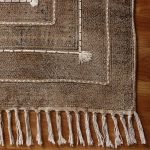 Hand Block Printed Thread Work Cotton Brown Area Rugs