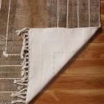 Hand Block Printed Thread Work Cotton Brown Area Rugs