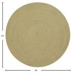 Beige Hand Braided Solid Jute Round Area Rug