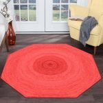 Jute Red Hand Braided Octagon Door Way Rugs