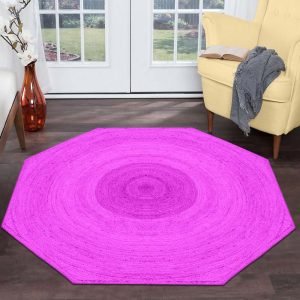 Jute Pink Hand Braided Octagon Door Way Rugs