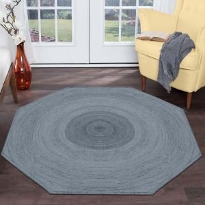 Octagonal Gray Jute Hand Braided Doorway Rugs