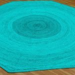 Octagonal Turquoise Blue Jute Hand Braided Rugs