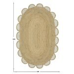 Handmade Scalloped Beige White Oval Area Rugs