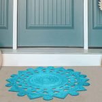 Round Hand Braided Jute Turquoise Area Rug