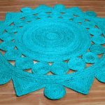 Round Hand Braided Jute Turquoise Area Rug