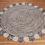 Hand Braided Cotton Jute Blue Scalloped Rug