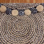 Hand Braided Cotton Jute Blue Scalloped Rug