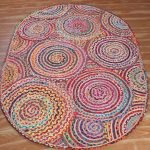 Oval Multicolor Cotton Jute Handmade Rug