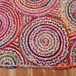 Oval Multicolor Cotton Jute Handmade Rug