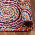 Oval Multicolor Cotton Jute Handmade Rug